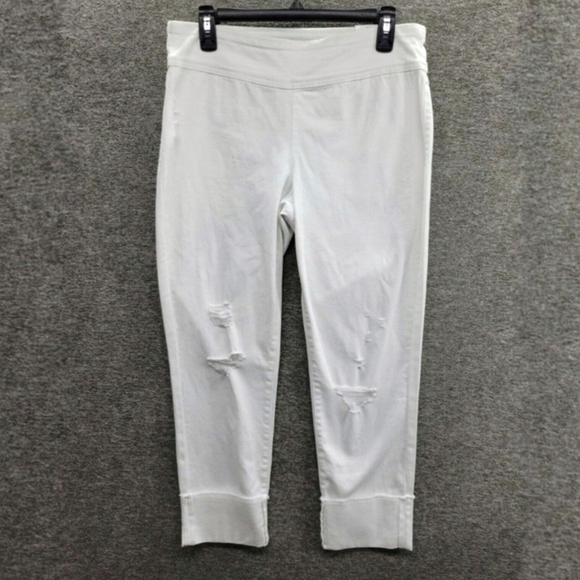 INC International Concepts Women's Mid Rise Ripped Straight-Leg Pull-On Jeans - Picture 3 of 6